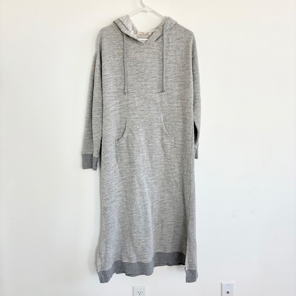 Soft Surroundings Lazy Day Hoodie Dress Knit Drawstring Pockets Casual Gray M - Picture 2 of 6